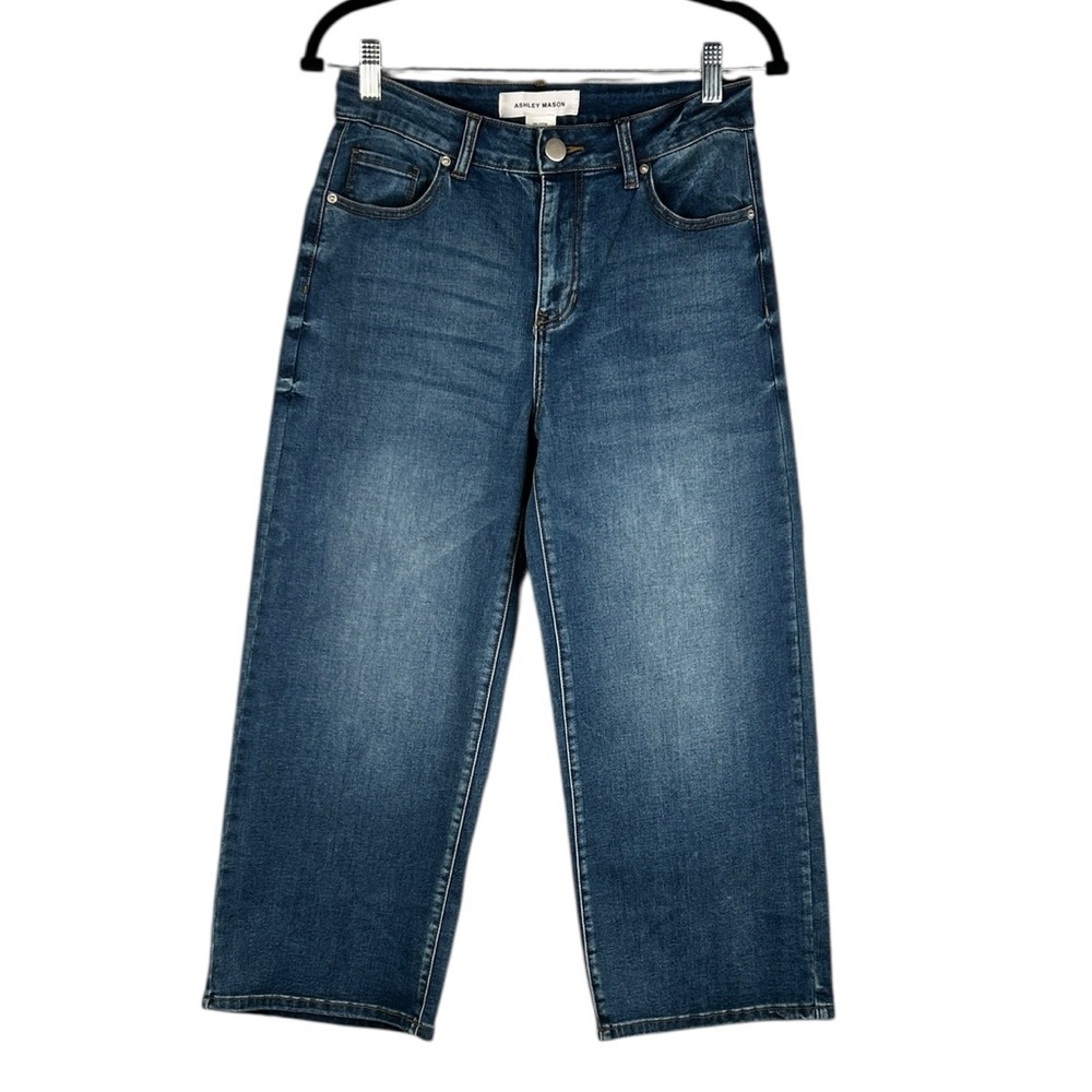 Ashley Mason Medium Wash Wide Leg Crop Jeans Size 11 (10) Women